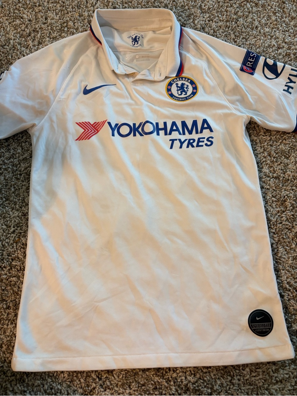 Nike White Chelsea Away Soccer Jersey with Blue and Red Accents